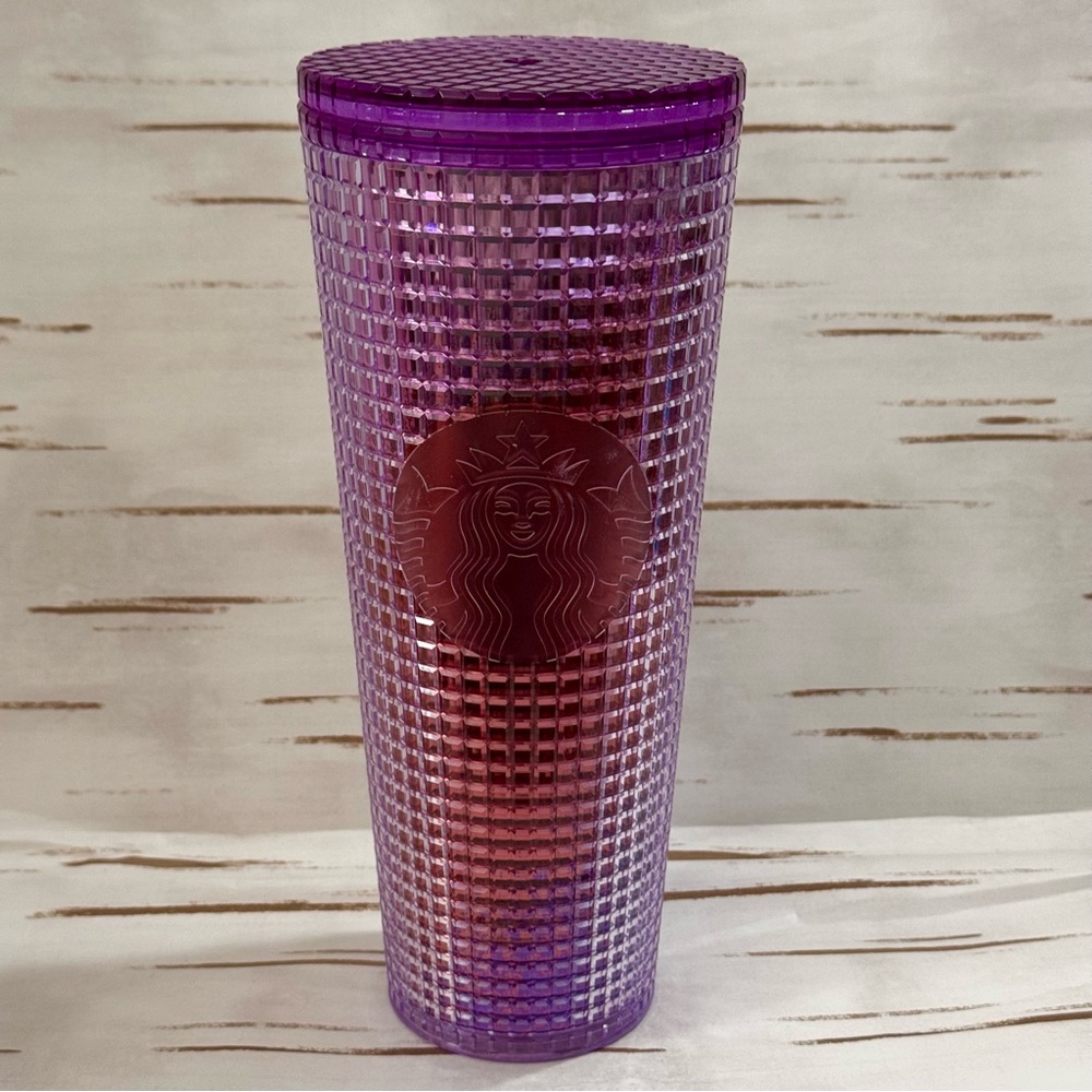 Starbucks 2021 Berry Grid Tumbler 24oz Venti Cold Cup Purple / Pink